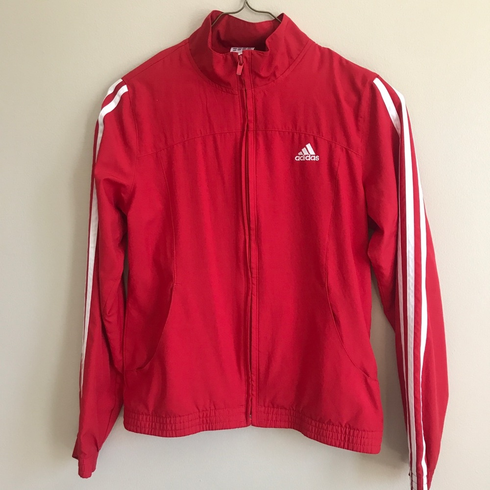 Red adidas track jacket